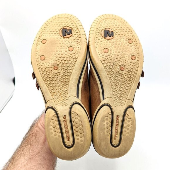 Women's 8 (38.5) MERRELL Zodiac Golden Taupe Leather Comfort Mary Jane Loafer - Picture 5 of 6